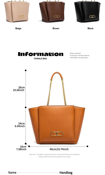 Women's Tote Bag 2026 Spring New Brown Magnetic Buckle Storage Bag Large Capacity Commuter Chain Bag