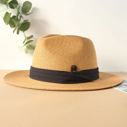 Big Size XL 63cm Travel Panama Jazz Straw Hat Summer Sun Hats for Women Men Wedding  Wide Brim Fedora Straw Beach Hat UV UPF 50+