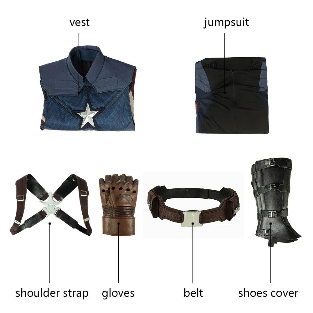 Civil War 4 Captain Cosplay Cosplay Superhero Chris Evans Adult Men Uniform Outfit Suit Halloween Vest Full Set