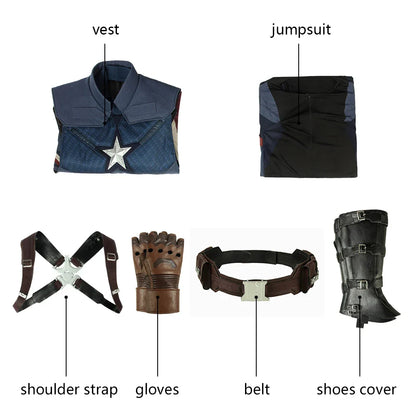 Civil War 4 Captain Cosplay Cosplay Superhero Chris Evans Adult Men Uniform Outfit Suit Halloween Vest Full Set