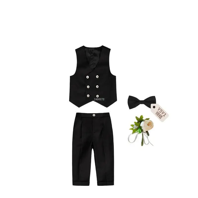 Flower Boys Wedding Suit Children Photography Dress Kids Stage Performance Formal Blazer Suit Baby Birthday Ceremony Costume