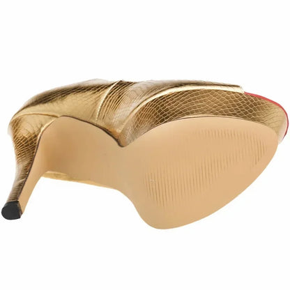 Women Sandals Sexy Pumps Patent Leather Platform Crocodile Pattern 14cm High Heels Peep Toe Stilettos Party Dress Wedding Shoes
