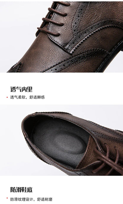 Men's Dress Shoes High Quality Oxford Leather Shoes Men Classic Casual Business Brogues Leahter Shoes Men Wedding Formal Shoes