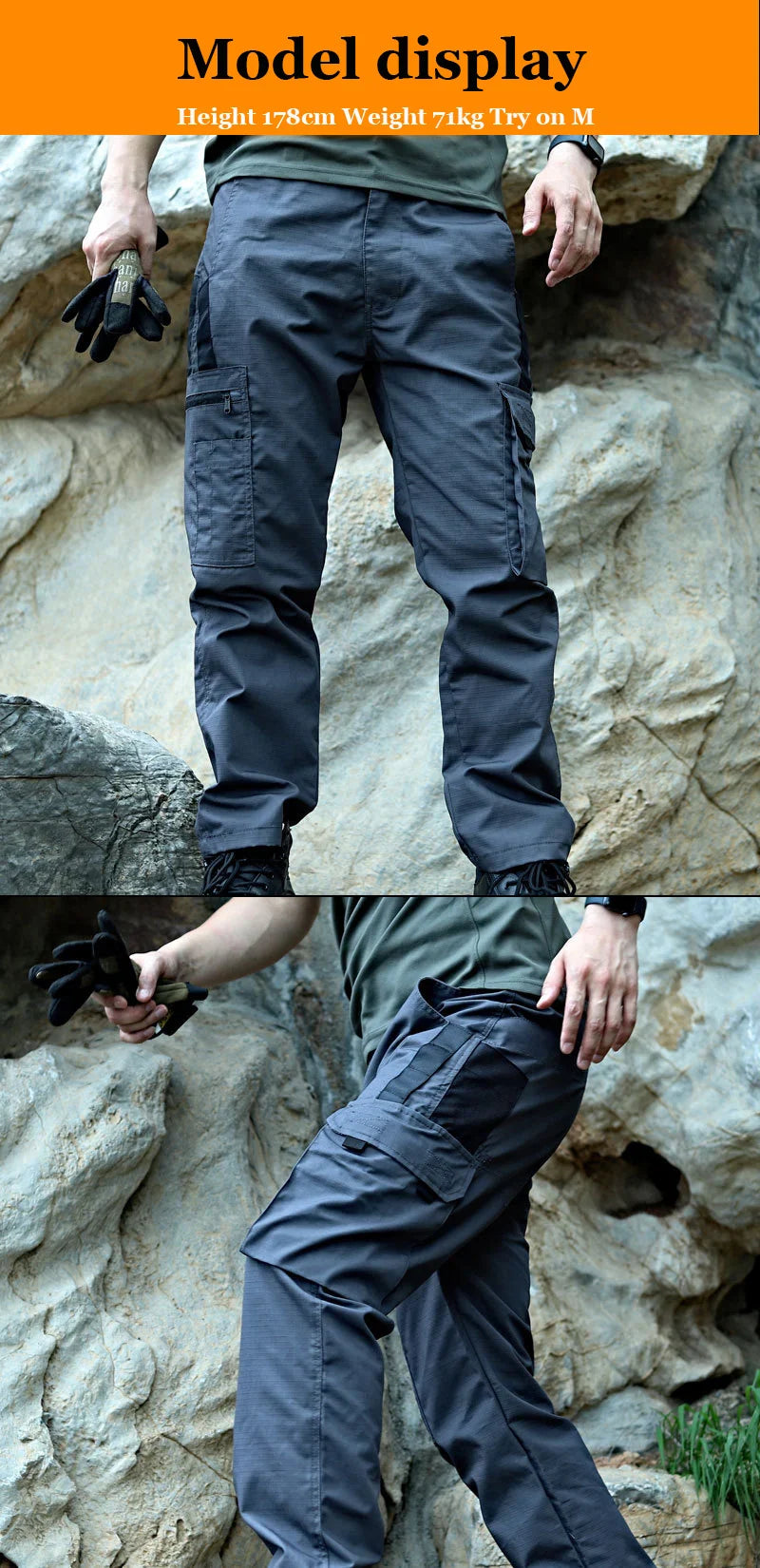 Men's Outdoor Work Pants 2-Pcs Tactical Cargo Trousers New Multi-pocket Wear-Resistant Workwear Outdoor Waterproof Hiking Pants