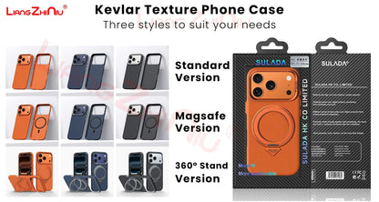 Iphone 17 Pro Max / 17 Pro / 16 Pro Max / 16 Pro Magnetic Stand Carbon Fiber Pattern Magsafe Pc Hard Cover