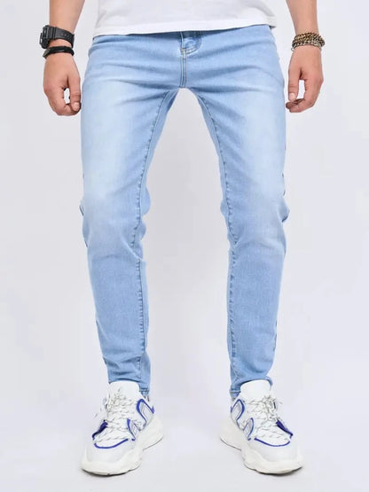 Classic Design 2026 Men's Jeans Light Blue Stretch Skinny Casual Denim Trousers Brand Clothing Streetwear  Fashion Male Pants