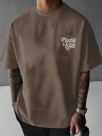 Fashionable Summer Men's Personalized Large Letter Printed Breathable and Comfortable Round Neck T-shirt Outdoor Urban High Stre