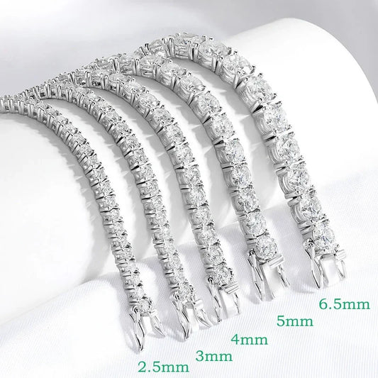 18k Plated 2-4mm Zircon/moissanite Tennis Bracelet for Women Man Full Diamond Original Real 925 Sterling Silver Jewelry