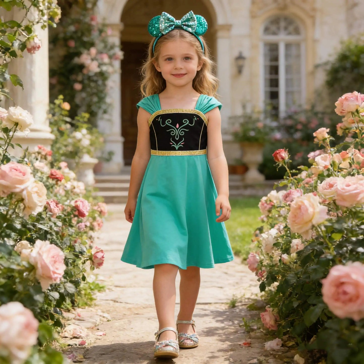 Summer Girls Q Version Princess Dress Children Role Playing Clothing Carnival Party Outdoor Girl's Casual Short Sleeve Dresses