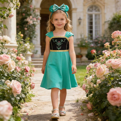 Summer Girls Q Version Princess Dress Children Role Playing Clothing Carnival Party Outdoor Girl's Casual Short Sleeve Dresses