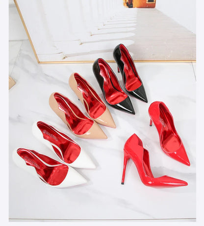 Sapatos Femininos de Salto Alto Fino, Bico Fino, Salto Agulha, Modelo Francês, para Balada Europeia e Americana, Cor Preta, para Dançar, Calçados Femininos
