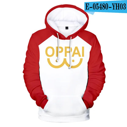 Anime Saitama Oppai Hoodie Hooded Sweatshirt Hoodie Cosplay Costume Fleece Fashion Harajuku Jacket and Coat Brand Clothes