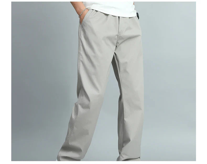 Big Size Mens Casual Pants Relaxed Fit Cotton Trousers Elastic Waist Drawstring Sweatpants Mens Jogger Pants Summer Spring