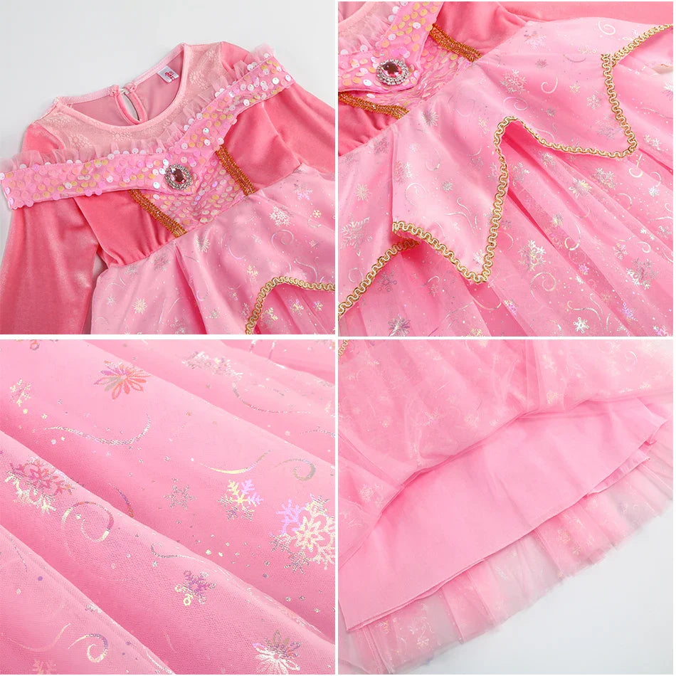 Halloween Costumes Kids Pink Girls Party Dresses Girl Aurora Princess Gown Sleeping Beauty Cosplay Costume Fantasy Disguise Sets
