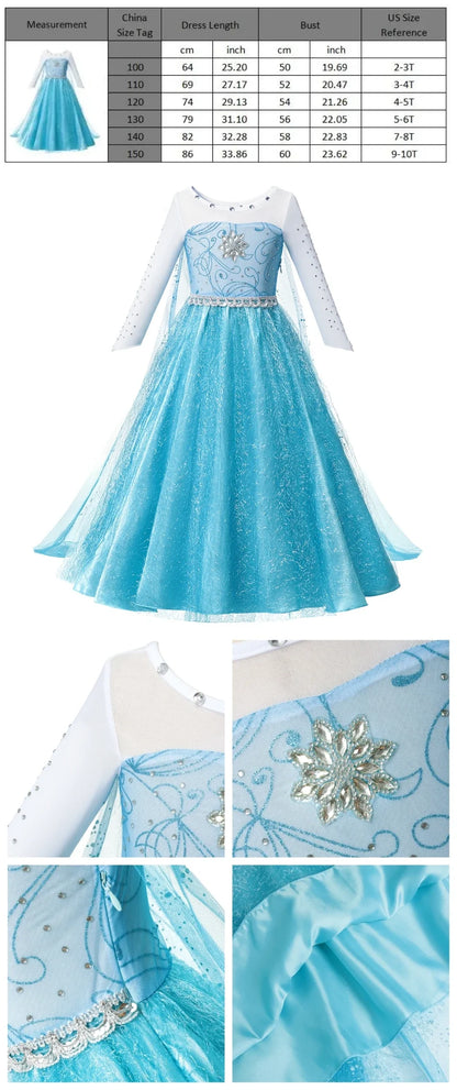 LED Girls Snow Kids Queen Costumes Girls Carnival Party Prom Gown Elsa Robe-Playing Children Princess Dress Birthday Dress