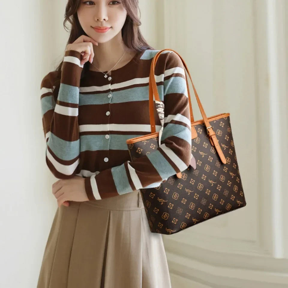 Women's Quality Soft Leather Shoulder Bag Luxury Print Designer Handbag Ladies Casual Tote Bag Messenger Commuting Sac A Main