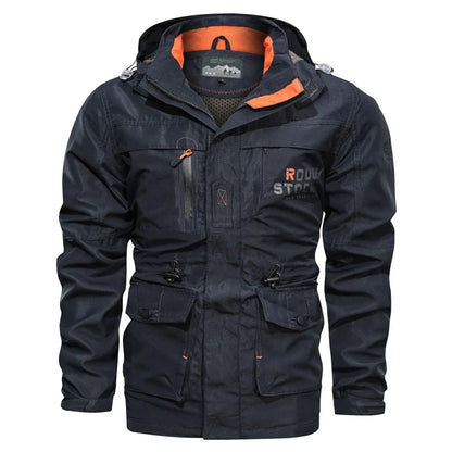 Men’s hooded outdoor windbreaker jacket, windproof casual coat, spring autumn camping, M–XXL