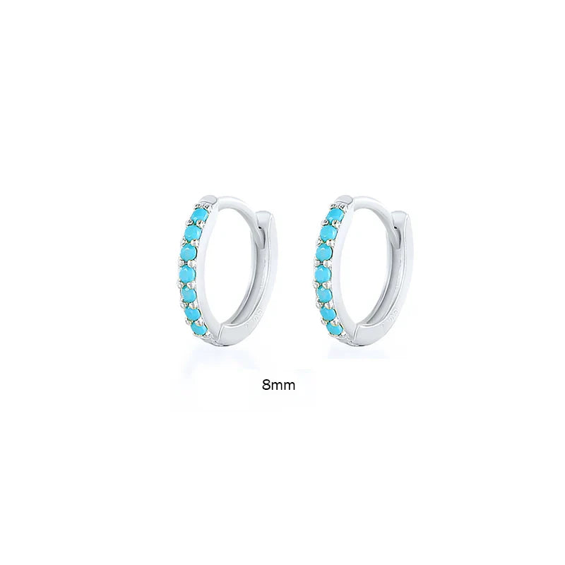 6/7/8/9 MM Cartilage Circle Earrings 925 Sterling Silver Bling CZ Huggie Hoop Earring for Women Piercing Buckle Wedding Jewelry