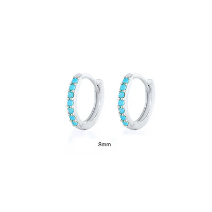 6/7/8/9 MM Cartilage Circle Earrings 925 Sterling Silver Bling CZ Huggie Hoop Earring for Women Piercing Buckle Wedding Jewelry