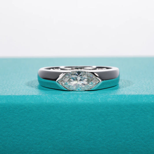 1ct Marquise Cut D Color Moissanite Diamond Engagement Men Ring Silver Wedding Ring For Women Customized Jewelry