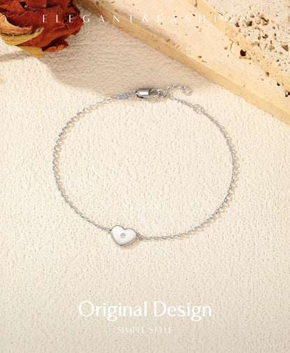 D Color Moissanite Bracelet 925 Sterling Silver Simple Heart Daily Link Chain Bracelet For Women Fine Jewelry With Box