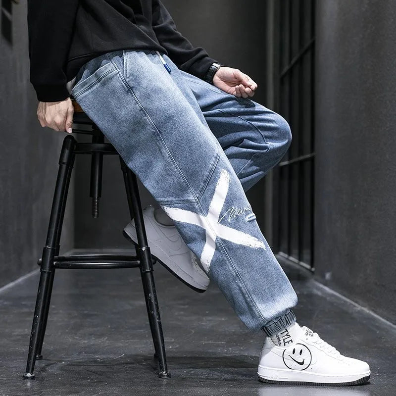 Spring and Autumn New Classic American Retro Loose Tight Leg Pants for Men's Casual Sports Large Size High Quality Jeans