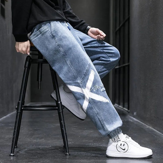 Spring and Autumn New Classic American Retro Loose Tight Leg Pants for Men's Casual Sports Large Size High Quality Jeans