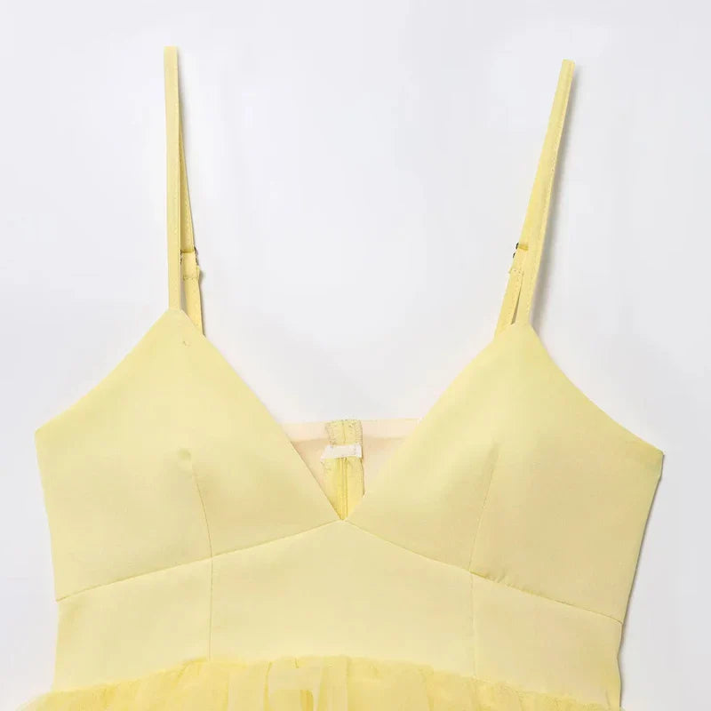 Yellow Y2k Slip Tops 2025 Women's Spring Summer Tank & Camis Tops Ladies Fashion Casual Sexy Elegant Party Backless Tops