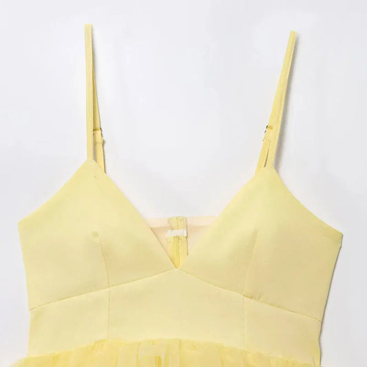 Yellow Y2k Slip Tops 2025 Women's Spring Summer Tank & Camis Tops Ladies Fashion Casual Sexy Elegant Party Backless Tops