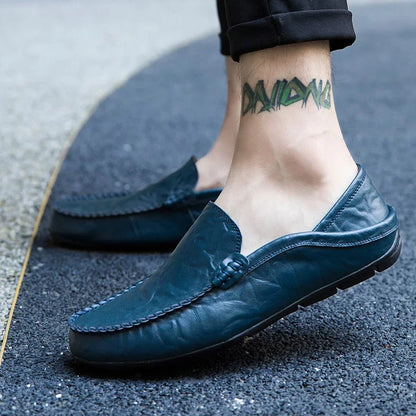 Genuine Leather Men Casual Shoes Luxury Brand Designer Men Loafers Moccasins Breathable Slip on Male Boat Shoes Plus Size 37-47