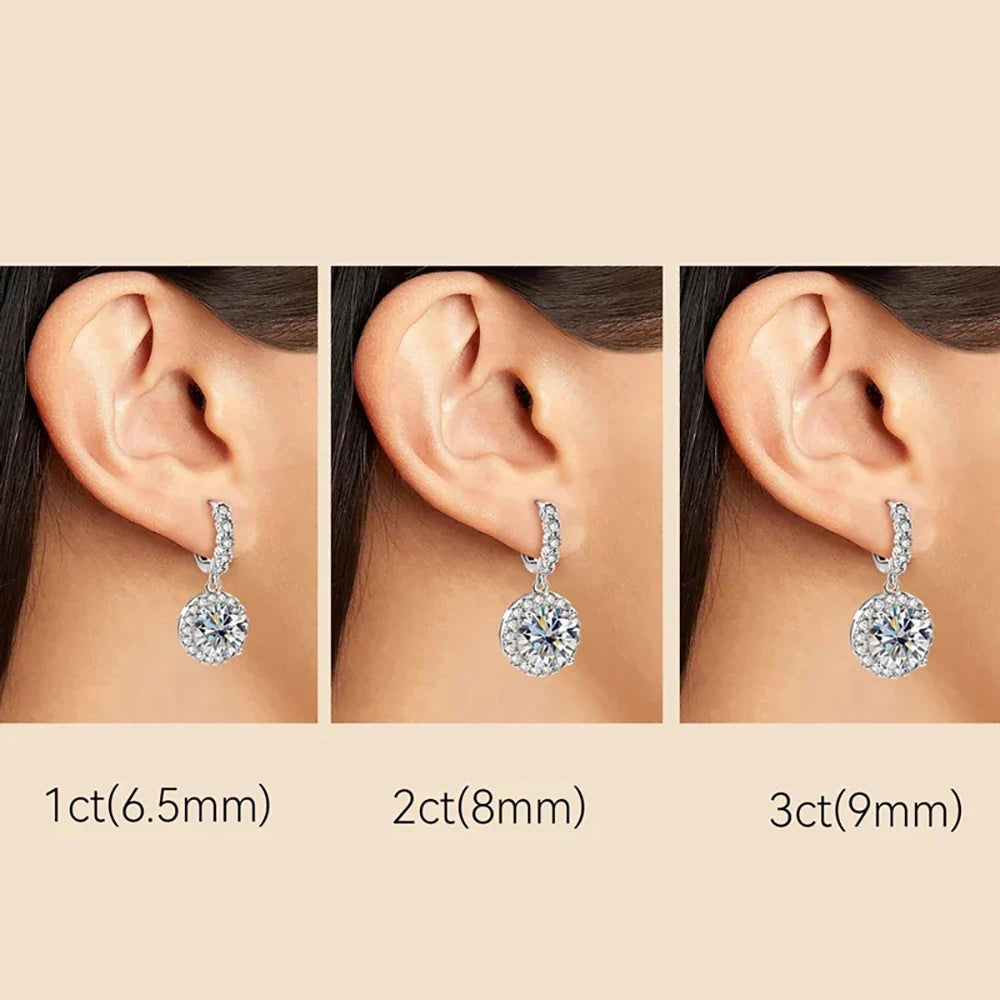 3Carat Moissanite Hoop Earrings With  Certificates Round Sunflower D Color Diamond Drop Earring 925 Silver Earring 2024 Trend