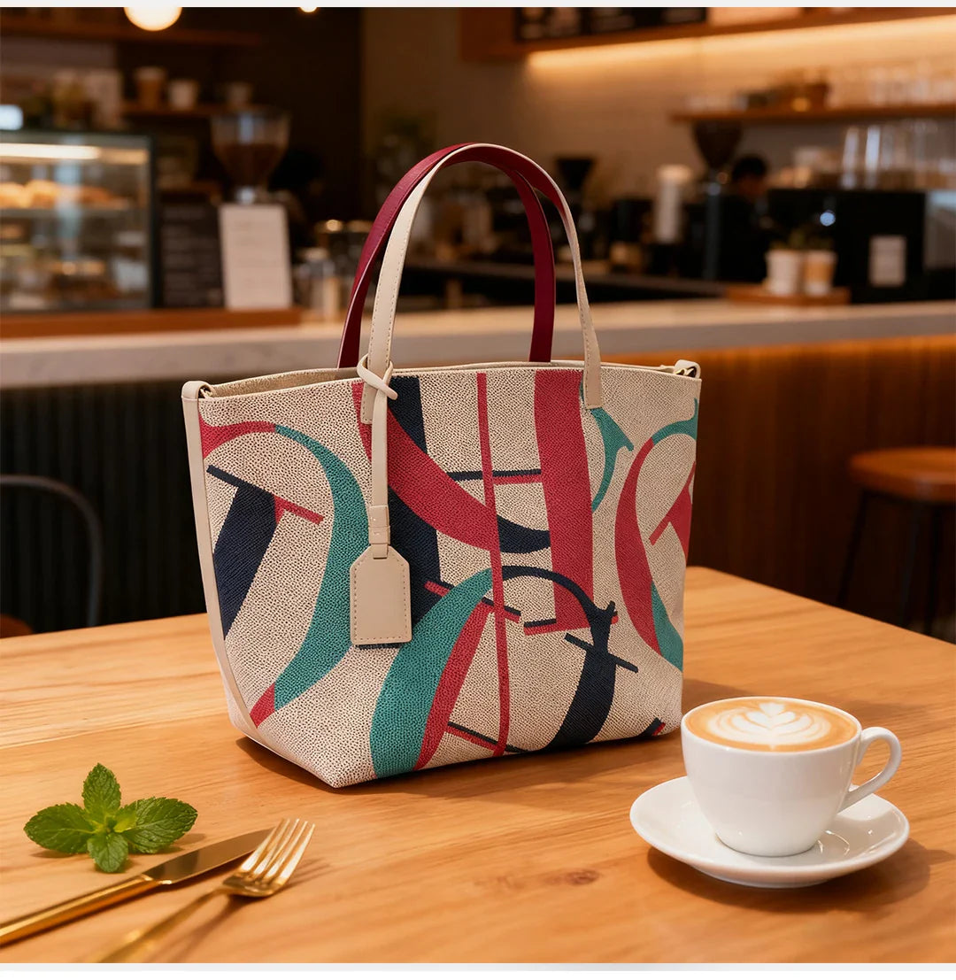 Women's Handbag Retro Design Large Capacity Fashionable Shopping Bag Multifunctional Holiday Essential Women's Bucket Bag