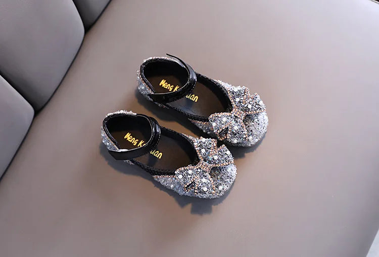 Children Princess Shoes Glitter Party Wedding Shoes for Girls Fashion Rhinestone Toddlers Ballet Flats Causal Kids Leather Shoes