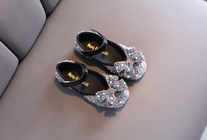 Children Princess Shoes Glitter Party Wedding Shoes for Girls Fashion Rhinestone Toddlers Ballet Flats Causal Kids Leather Shoes
