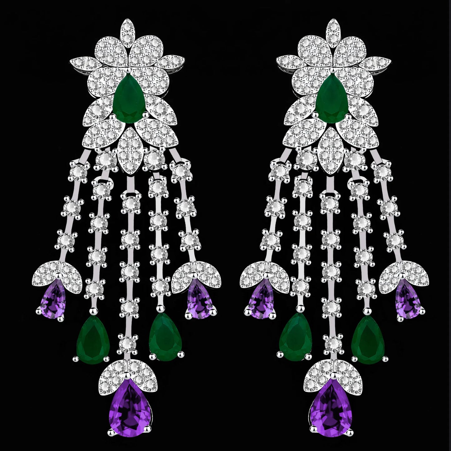 2024 Novo Conjunto de Joias de Luxo 4 Peças com Zircônia Cúbica para Noiva, Conjunto de Colar com Cristais, Conjunto de Joias de Dubai, Nigéria