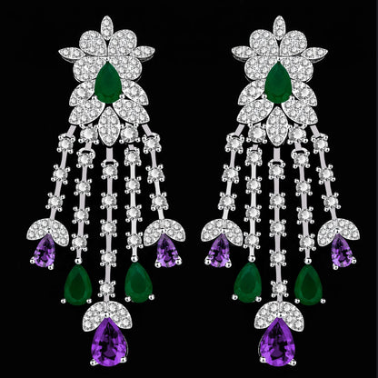 2024 Novo Conjunto de Joias de Luxo 4 Peças com Zircônia Cúbica para Noiva, Conjunto de Colar com Cristais, Conjunto de Joias de Dubai, Nigéria