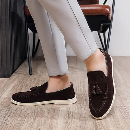 Unisex Lightweight Flat Bottom Tassel Casual Shoes Fashionable Versatile Large Size Men's Shoes Business Casual Slip-On Loafers
