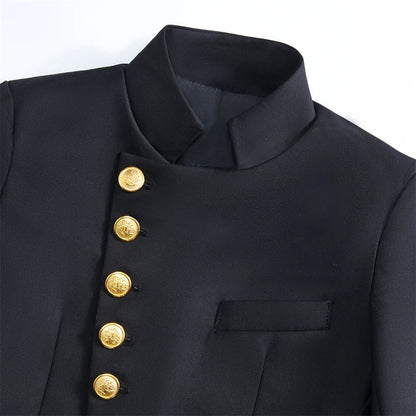 Two-Piece Suit Set for Kids Gold Buttons Boys Slim Fit Formal Tuxedo Children Wedding Party Dresswear 3-14 Years