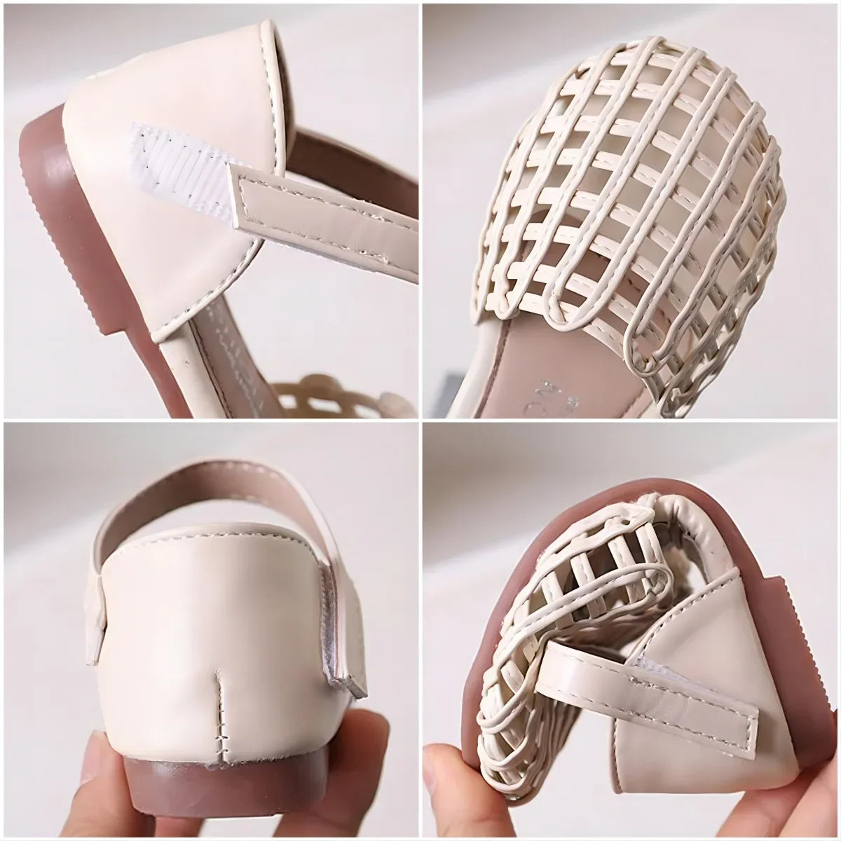 2026 Novel Roman Sandals for Little Girls Side Butterfly-knot Princess Weave Sandals Soft Breathable Hollow Shoes Child Girl