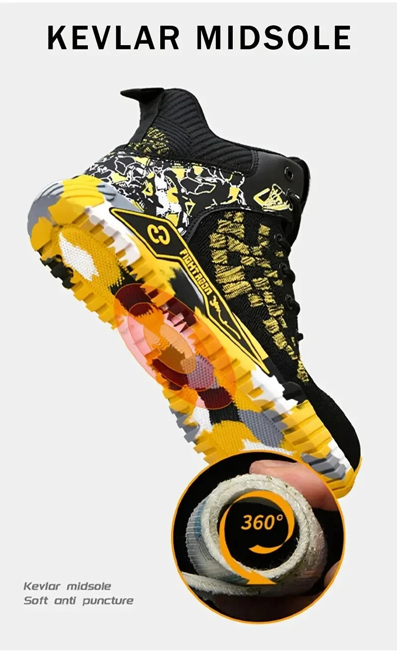 Indestructible Steel Toe Safety Shoes Anti-Puncture Men's Work Shoes Lightweight Slip Resistant Abrasion Resistant Work Boots