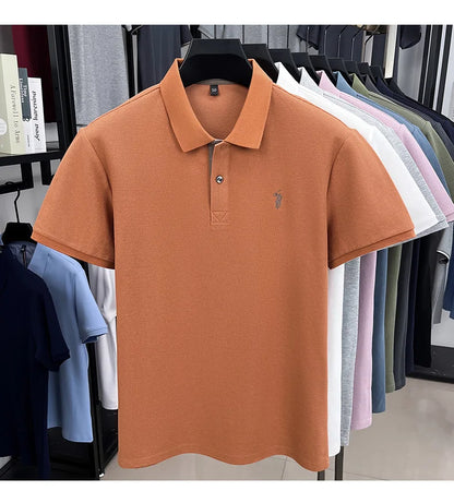 100% pure cotton high-end brand men's short sleeve polo shirt comfort lightweight summer casual T-shirt youthful fashionable top