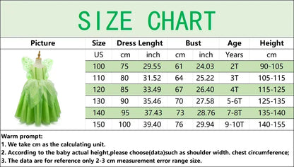 Girls Cosplay Green Fairy Tinker bell Dress Kids Princess Flower Fairy Wings Costume Party Tinkerbell Tinker Bell Dresses