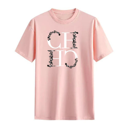 Letter Printed Fashionable Black T-shirt Trendy Streetwear Fashionable Men's and Women's Casual Loose Short Sleeved Top