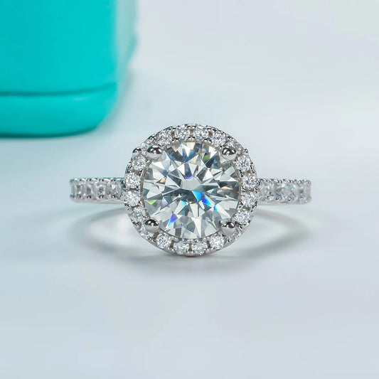 2 Carat D Color Moissanite Halo Engagement Ring For Women 925 Sterling Silver Wedding  Rings Fine Jewelry Wholesale