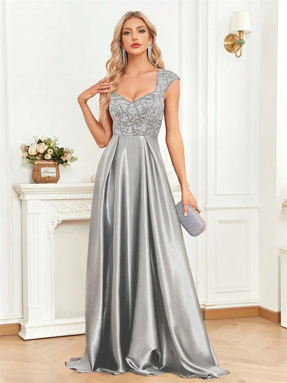 Vestido Longo Preto Elegante com Lantejoulas para Noite Feminino 2025 Luxuoso Decote U Cetim Formatura Festa Coquetel