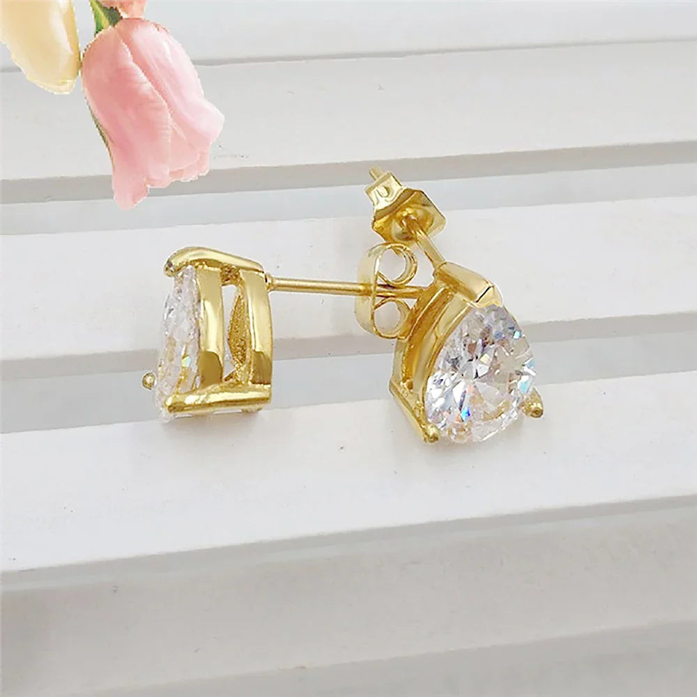 4Carat Pear Cut Real Moissanite Diamond Earrings with Certificats 925 Sterling Silver Waterdrop Shape Stud Earring for Women Men