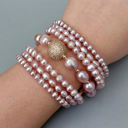 7 strands Potato rice shape Natural FreshWater Pearl Multilayer Charm Bracelet Original Design Jewelry