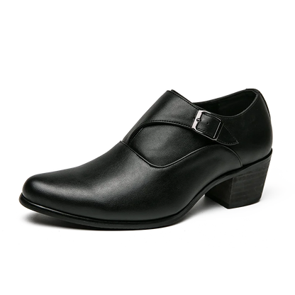 Dress Shoes Man Thick Heel Brogue Leather Men Wedding Party Social Shoe Male Business Casual White Platform Formal Shoes For Men
