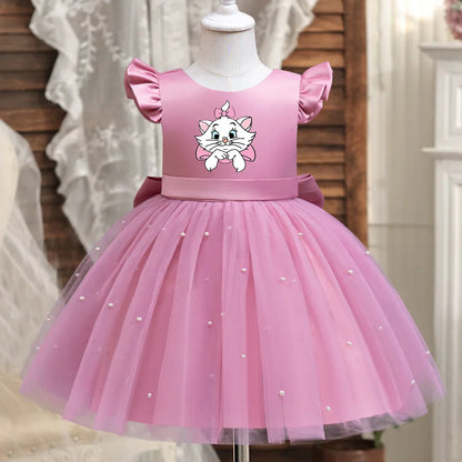 Toddler Girl Red Princess Dress Baby Girl 1st Birthday Party Tutu Gown Backless Bow Beading Xmas Costume