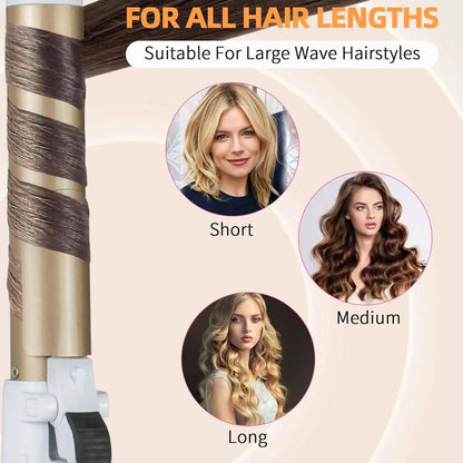 Automatic Hair Curling Iron 28mm Ceramic Barrel Rotating Curler for Big Waves and Smooth Damage Free Hair Styling